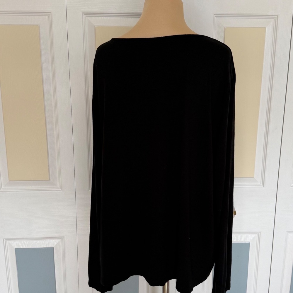 Eileen Fisher Black Rayon Lycra Scoop Neck‎ Long Sleeve Base Layer Top 1X - Picture 3 of 8